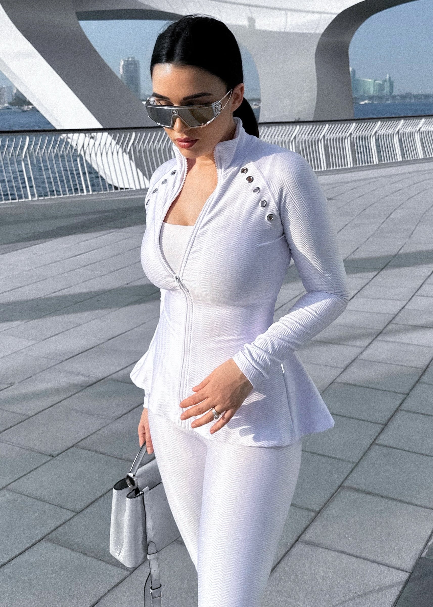 Zip Up Jacket Eyelets RK White